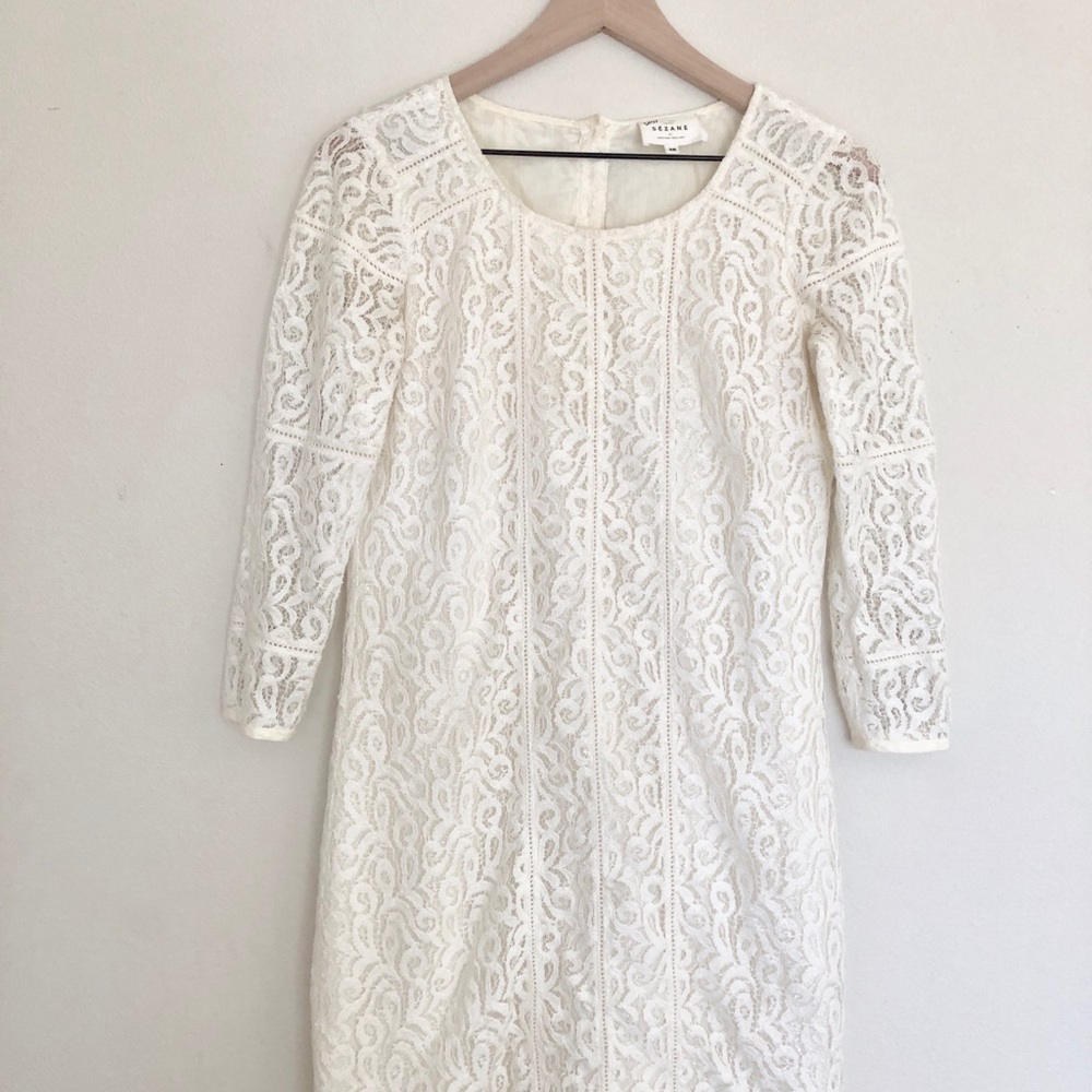 Sézane Off White lace shift dress size 4